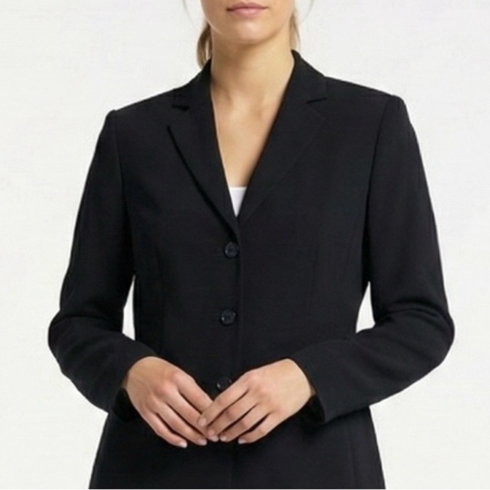 Nygard Collection Black Blazer Size 14 Petite 3 Button Structured Work Office